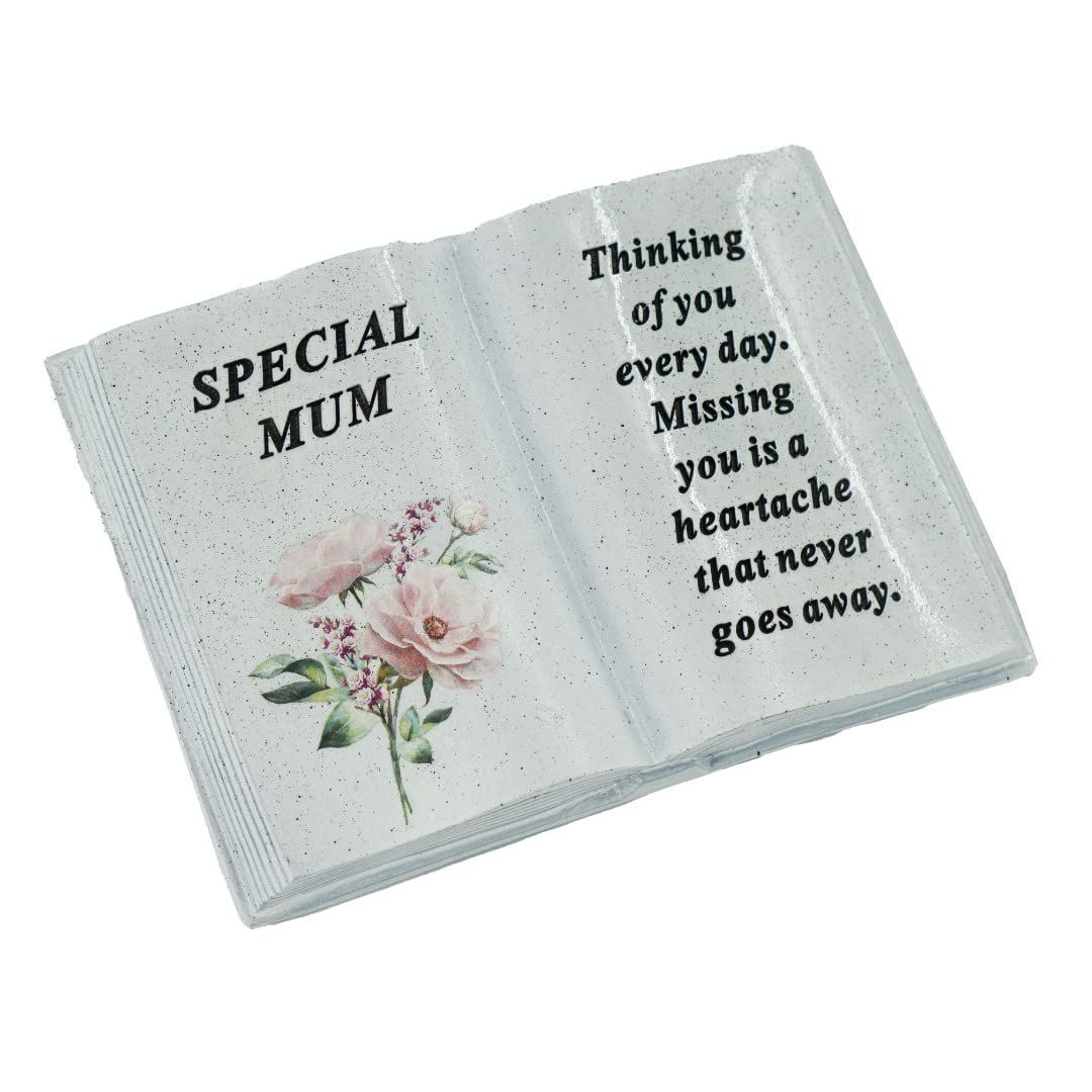 Angraves Multicolor Special Mum Pink Peony Flower Graveside Book Ornament Memorial Grave Plaque