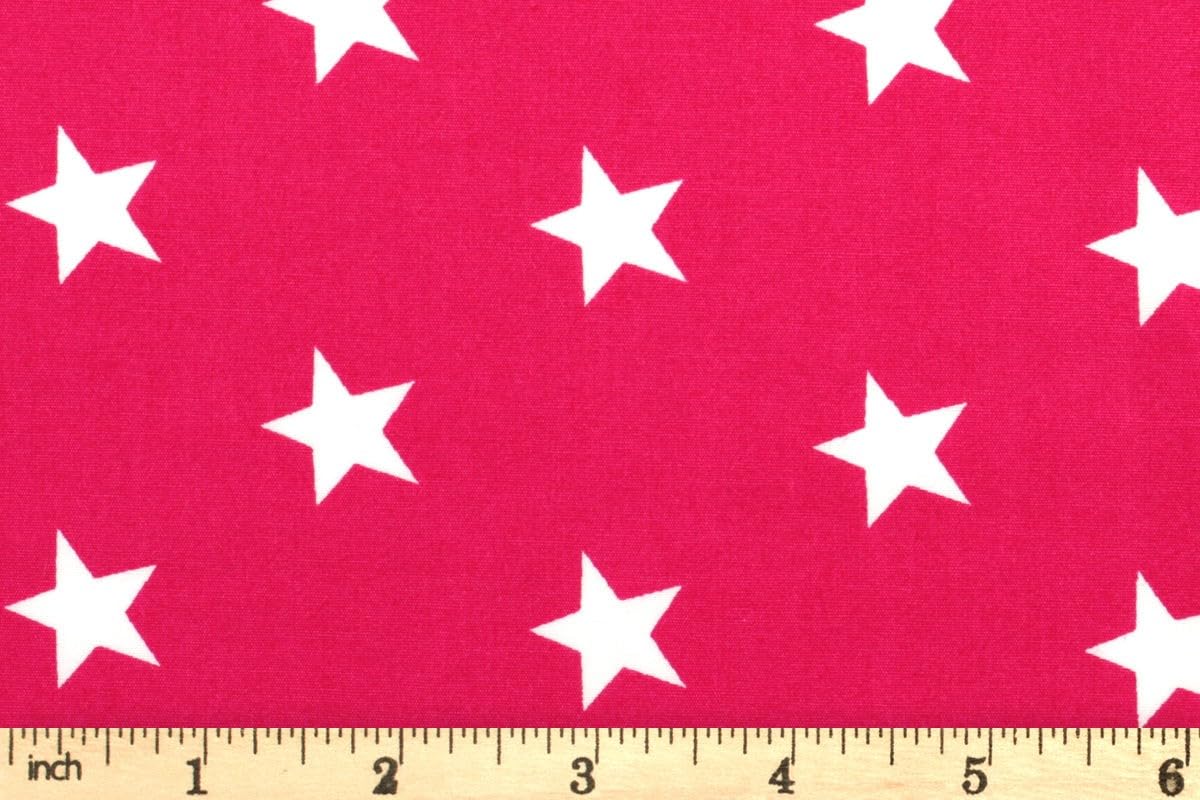 Rose & Hubble 100% Cotton Poplin Stars on Cerise Print 112cm Wide Digital Printed Cotton Ideal for Crafting, Quilting, Home Décor, Dressmaking; Sold by Metre