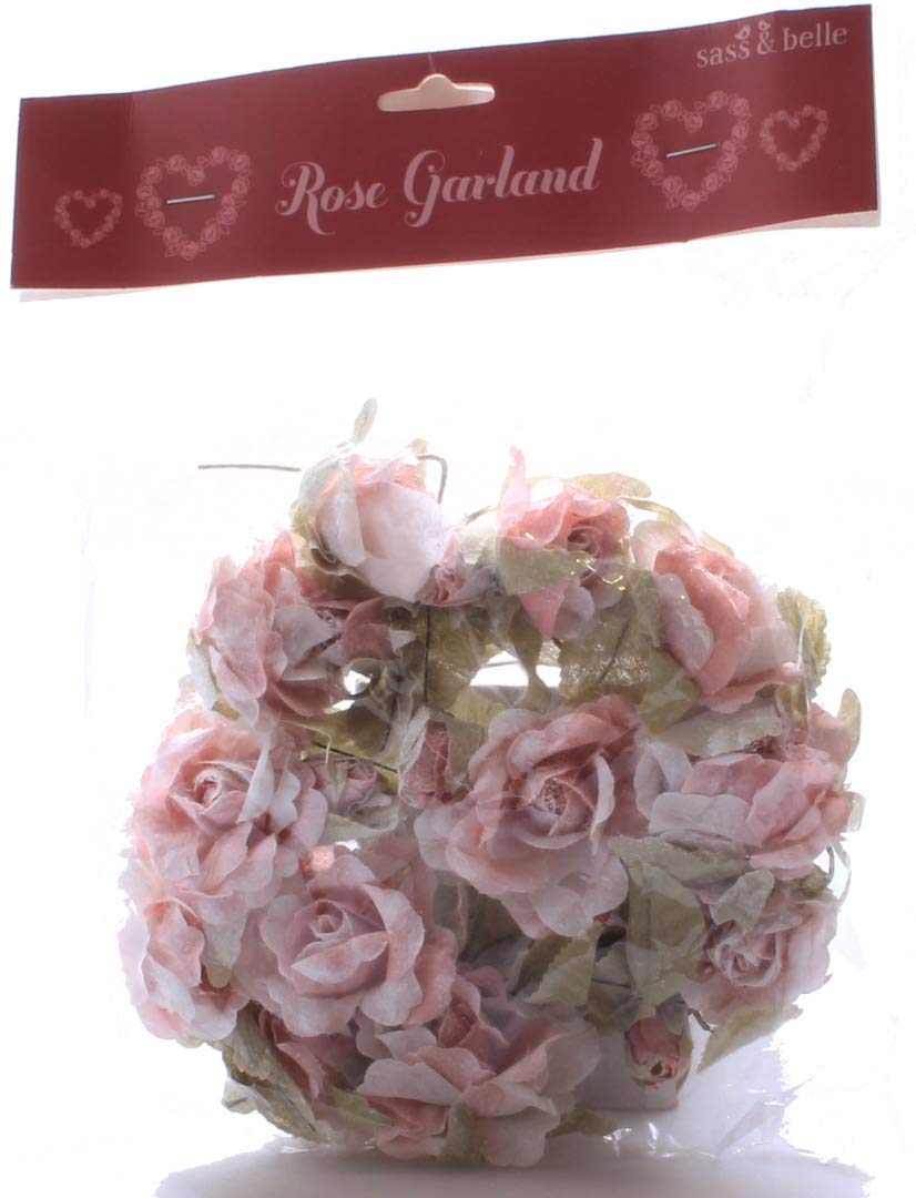Sass & Belle Artificial Pink Rose Decorative Wired Garland Swag ~ Shabby Chic