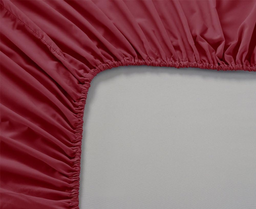 Fitted Sheet - 100% Cotton Sateen Weave Real 800 Thread Count - Fitted Sheet With Elastic All Around - Fits Mattress Upto 15 Inches - Easy Care - 1 Fitted Sheet Only (King, Burgundy)