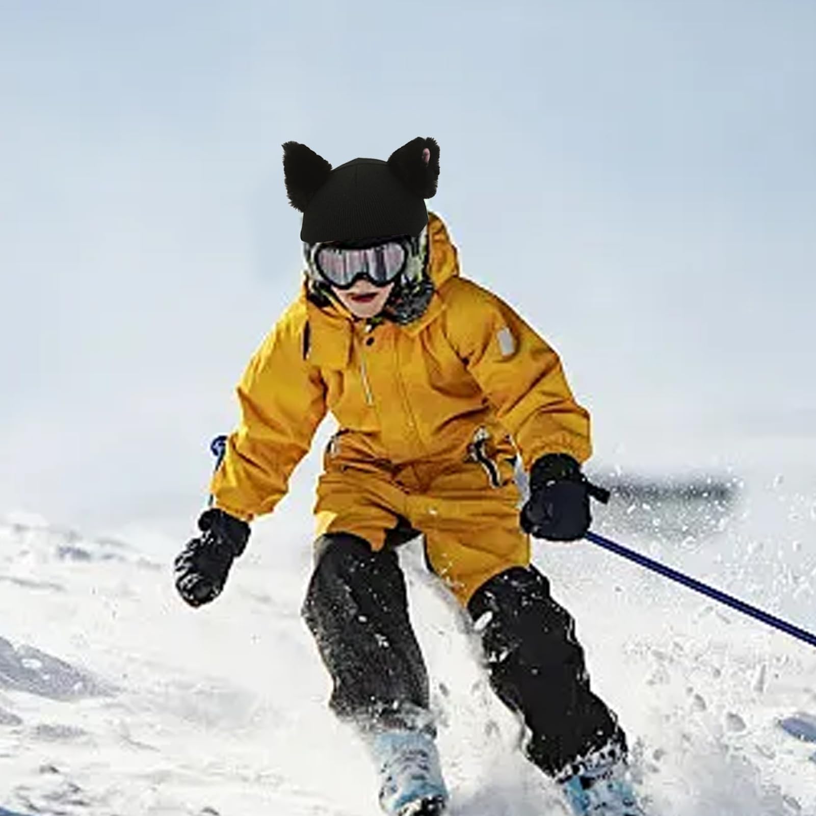 Fundá para Casco con Orejas De Gato: Gorro De Esquí De Felpa, Accesorio De Esquí Suave, Diversión En La Nieve