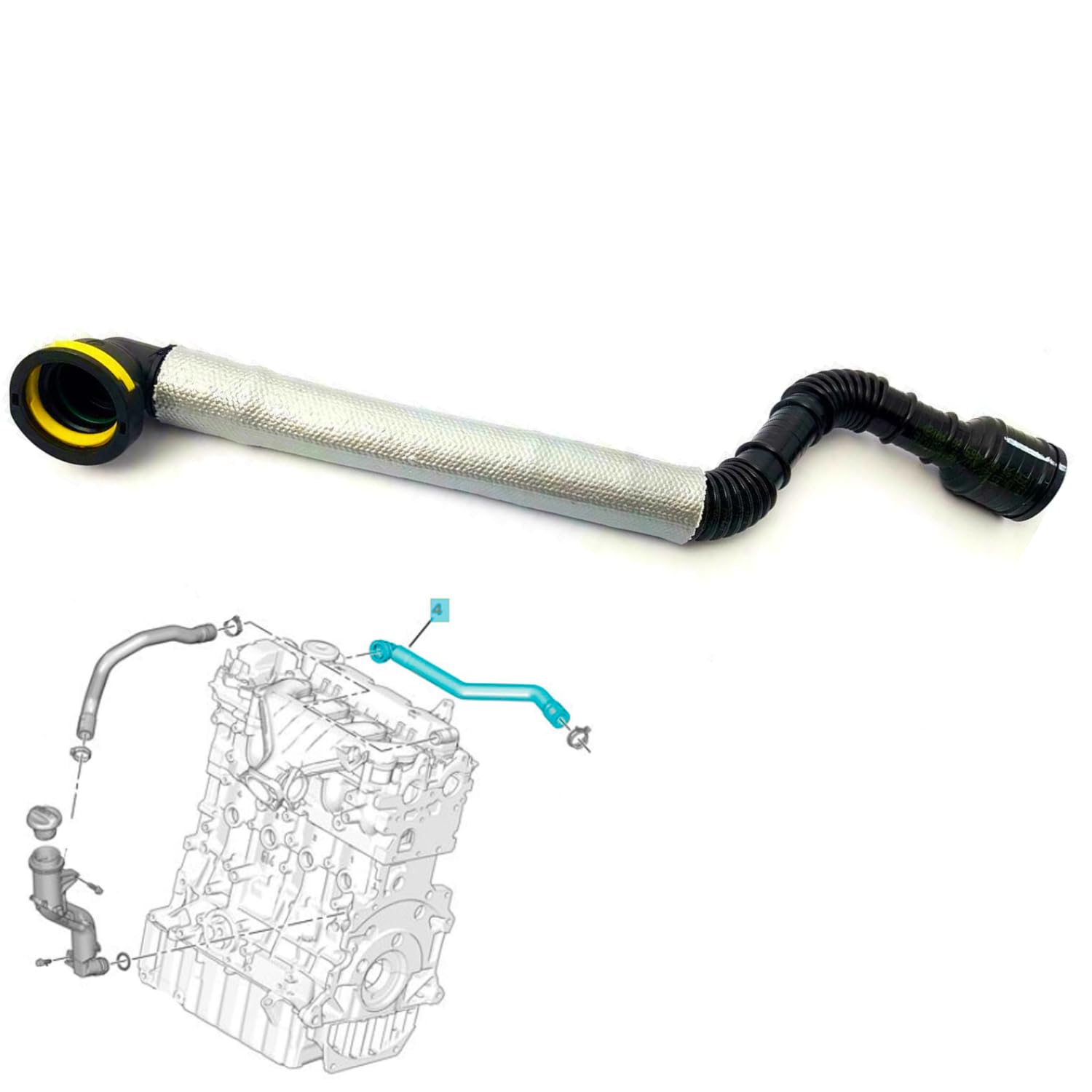 Conduite Reniflard Carter D’huile Durite de Décompression pour C4 C5 II C4 Picasso C8 Jumpy 307 407 807 Expert III 1192WH 9646520880