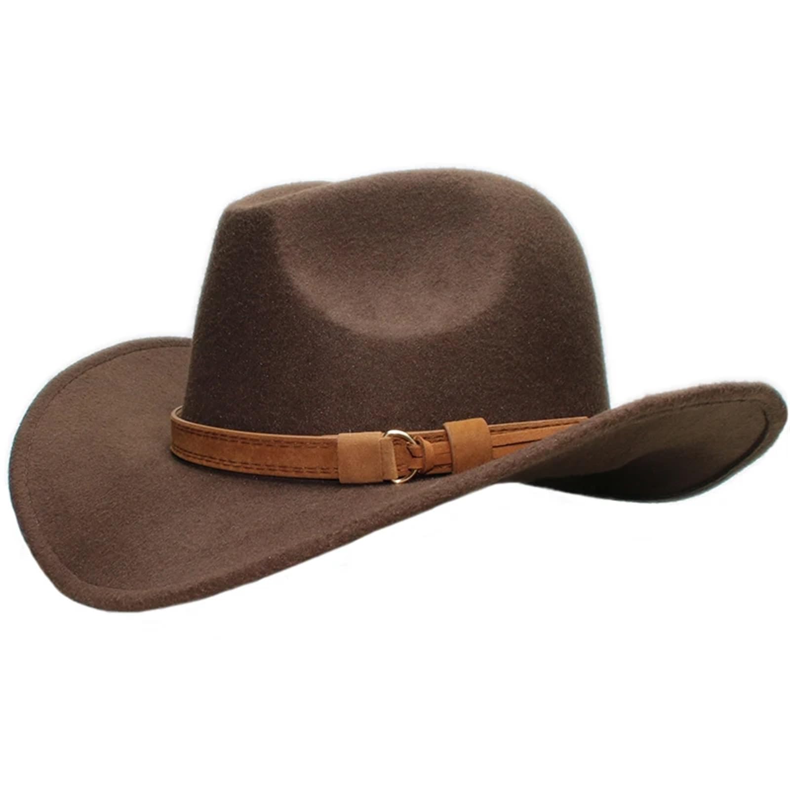 Cappello Cowboy Cappello da Cowboy a Tesa Larga Vintage da Donna Uomo/Bambino in Lana da Cowgirl 54-57-61 cm(Red,54cm)