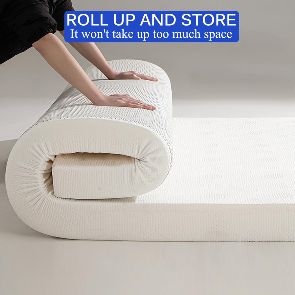 Grey/5cm,200X270cm, Hochdichter Schaum Futon Matratze Pad Japanischer Futon Matratzentopper Traditionelle Bodenmattratze Topper Tatami-Matte Schlafbett Pad Für Schlafsaal Camping