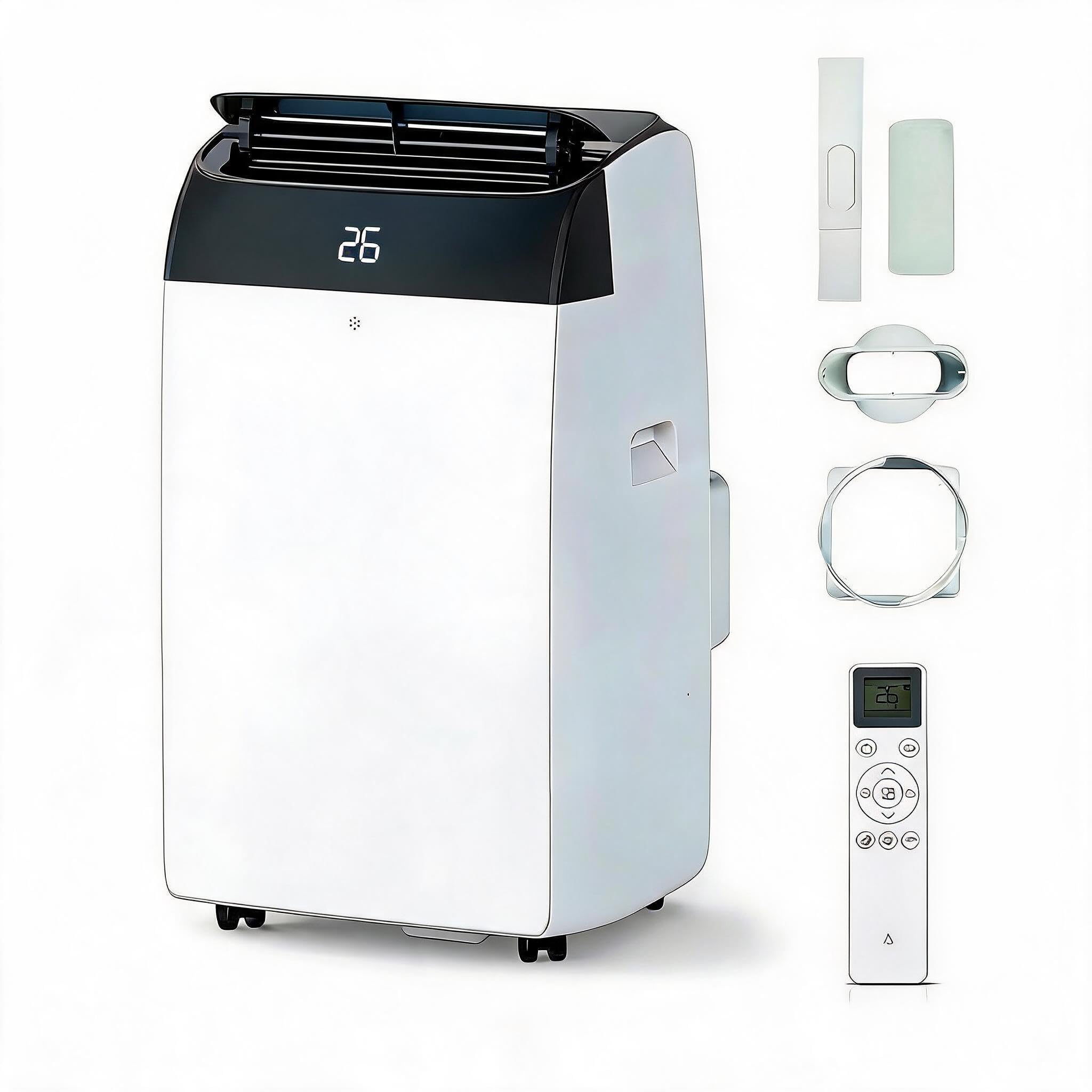 GarveeMore 5-in-1 Portable Air Conditioner with Heater, 12,000 BTU - Cooling, Heating, Dehumidifier & Fan, Quiet 48dB, 24H Timer, Remote, 550 Sq Ft, Window Kit, Energy Efficient Mobile AC for Home &
