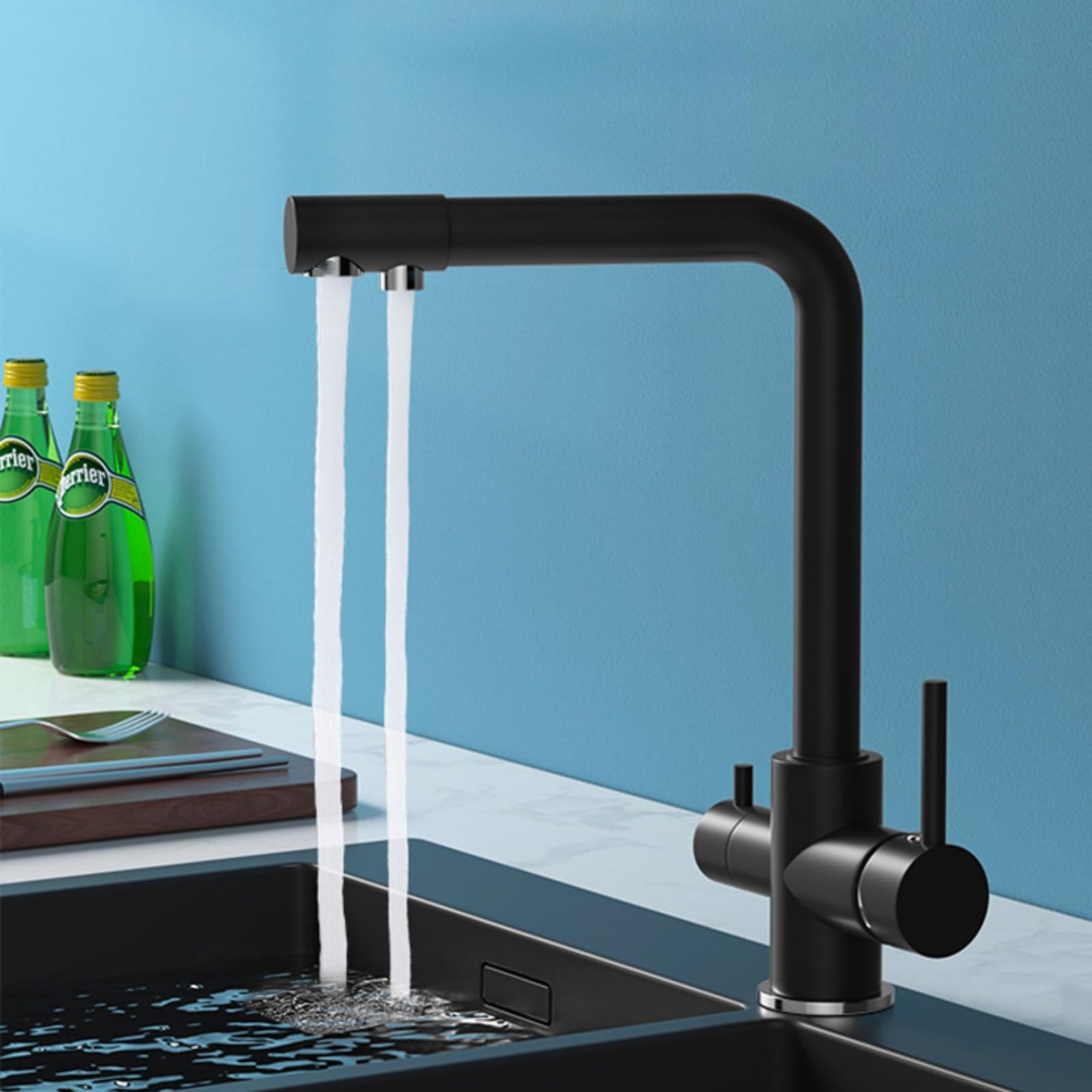 Genérico Grifos de Cocina Grifos para Fregadero de Cocina Grifo de Agua Potable de 3 Vías para Fregadero de Cocina Grifo Purificador de Agua con Filtro 3 En 1 Modo Único