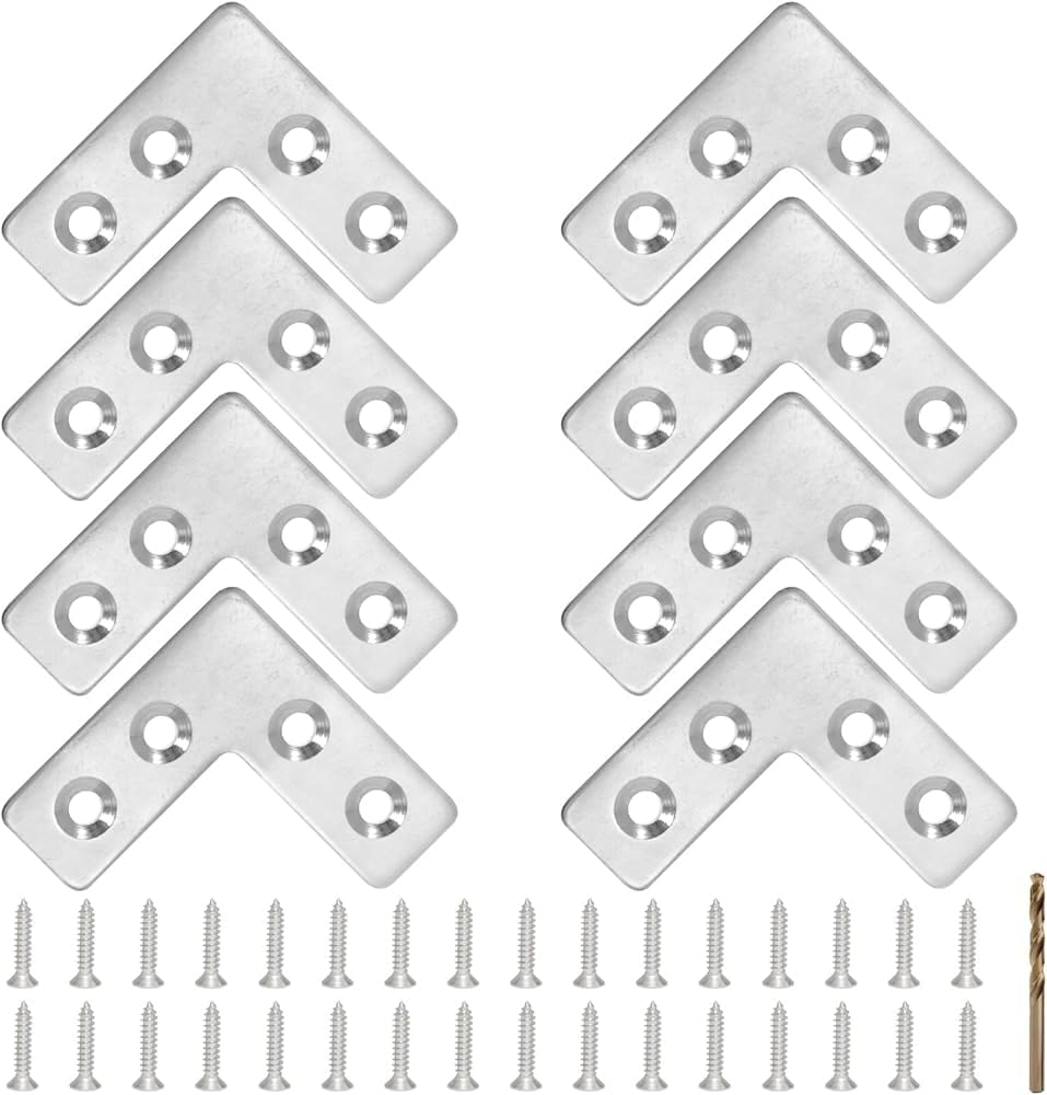 ADISON Angle Connector Jointer Brackets, Mild Steel L-Shaped Corner Patti, Multi-Purpose Furniture & Shelf Support, Double-Screw Design, Pack of 8 with Fitting Accessories-image-42