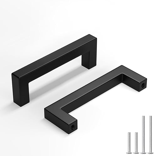homdiy Paquete de 1 tirador de gabinete negro mate de 3 pulgadas, manijas de cajón de acero inoxidable, manijas de cajón de acero inoxidable,