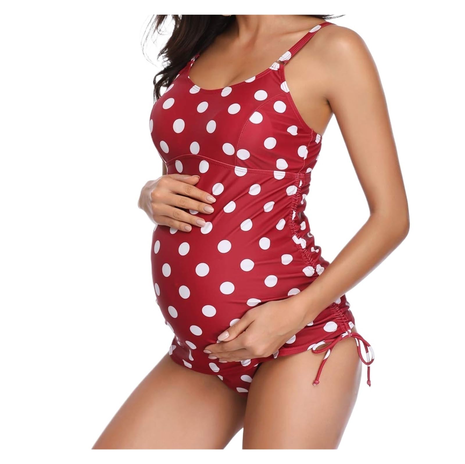 Traje de baño de Maternidad de una Pieza, Tankinis, for Mujeres Embarazadas, de Verano, con Lunares, Ropa de Playa, Traje de baño for Embarazadas(L)