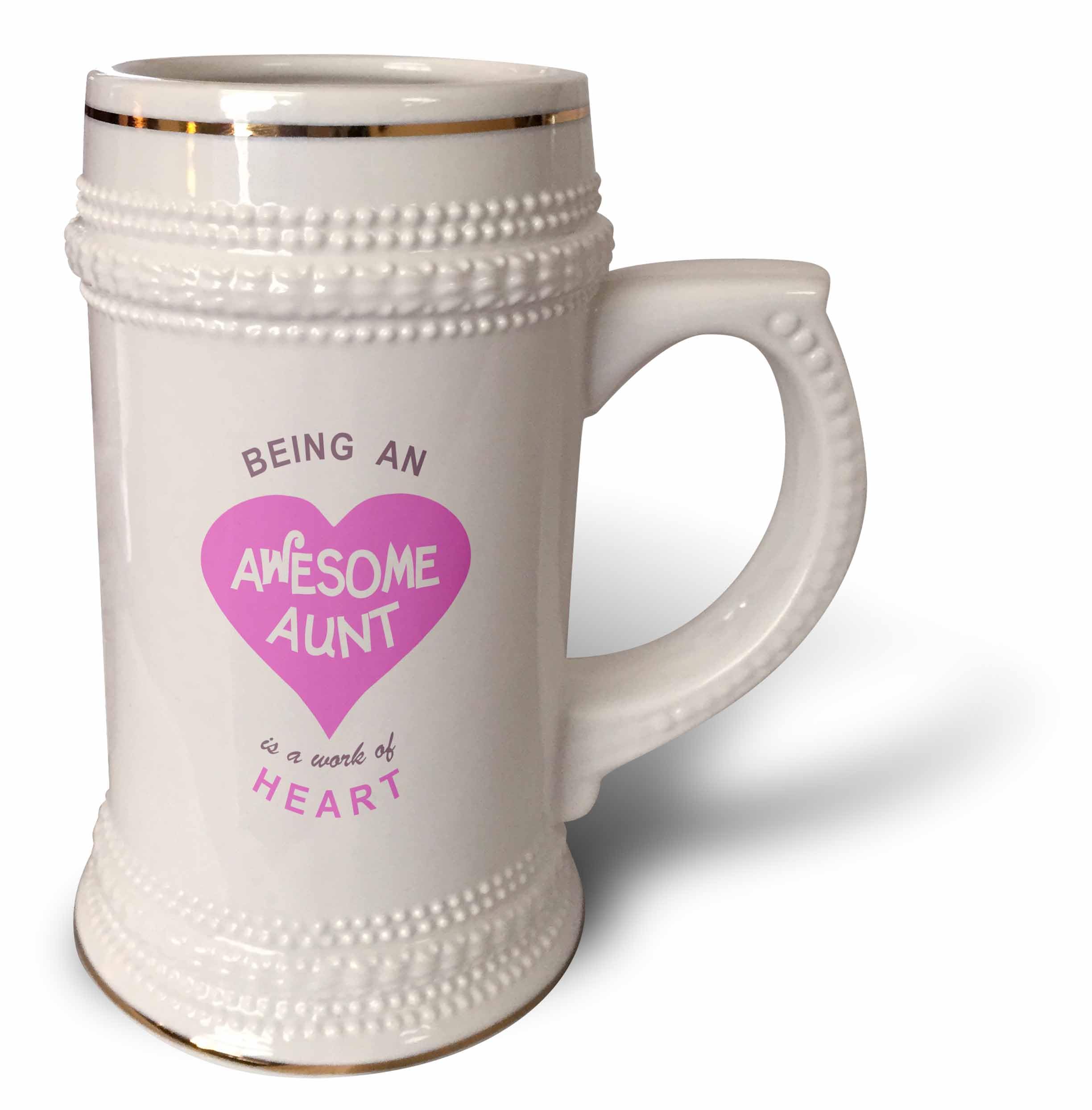 3dRose Tasse mit Zitat Awesome Aunt is a work of Heart, Pink Family Love, 510 ml, 624 ml, Weiß