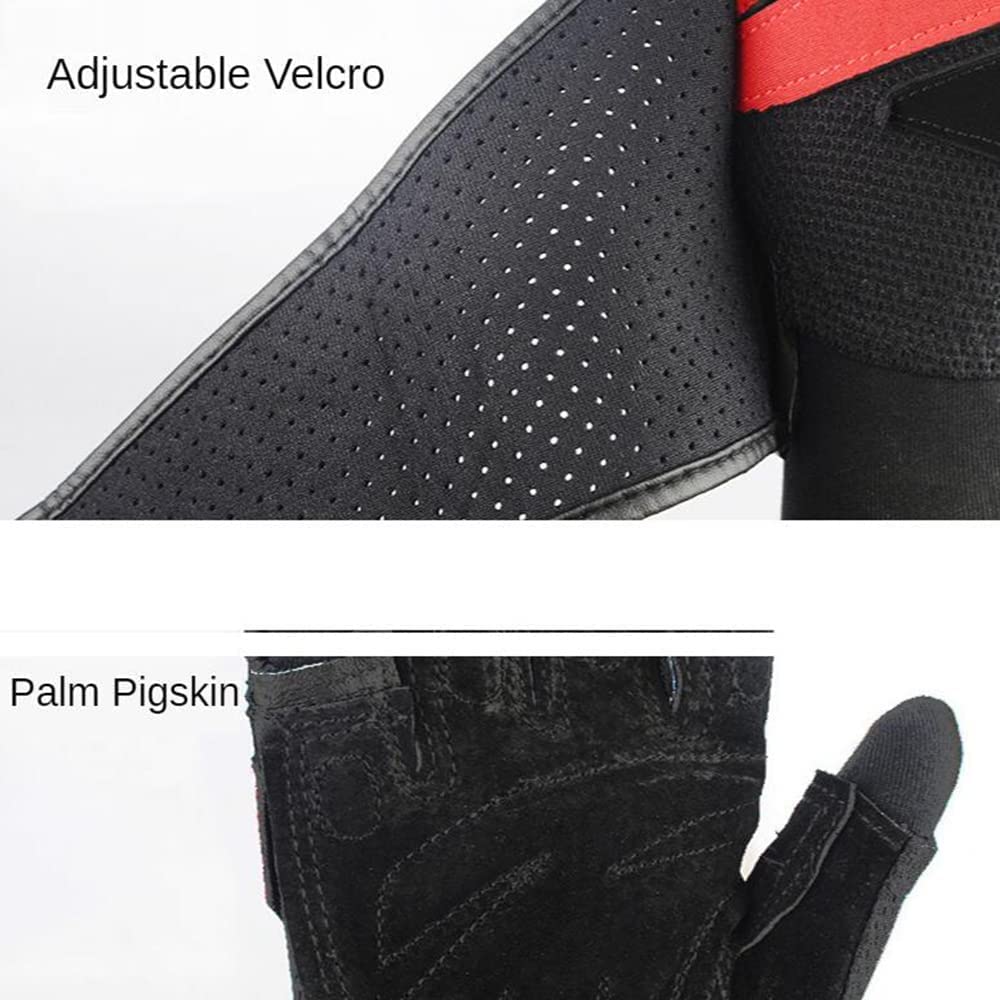 Guantes de Gimnasio de Medio Dedo para Hombres y Mujeres, Guantes de Entrenamiento de Levantamiento de Pesas con Palma, Negro, L