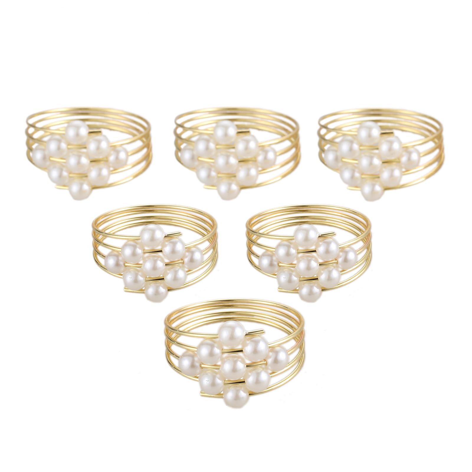 Mtsooning Gold Christmas Napkin Rings, 6Pcs Pearl Napkin Holders For Holiday Table Decor, Wedding, Party Dinner Decorations​