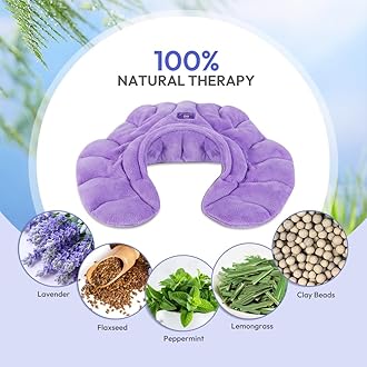 MEISENHOME Microwavable Heat Pad for Neck and Shoulders, Weighted Microwave Moist Heating Wrap for Pain Relief Sore Muscle Stress Tension, Heated Wrap with Aromatherapy, Hot & Cold Compress, Purple