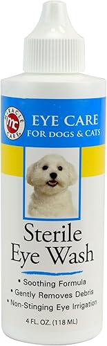 Miracle Care Sterile Eye Wash for Dogs and Cats, 4 Ounce, Soothing and Non Stinging Eye Drops to Remove Debris