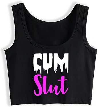 Amazon.com: New Cumslut Woman Girl Cum Slut Sleeveless Crop Top BDSM