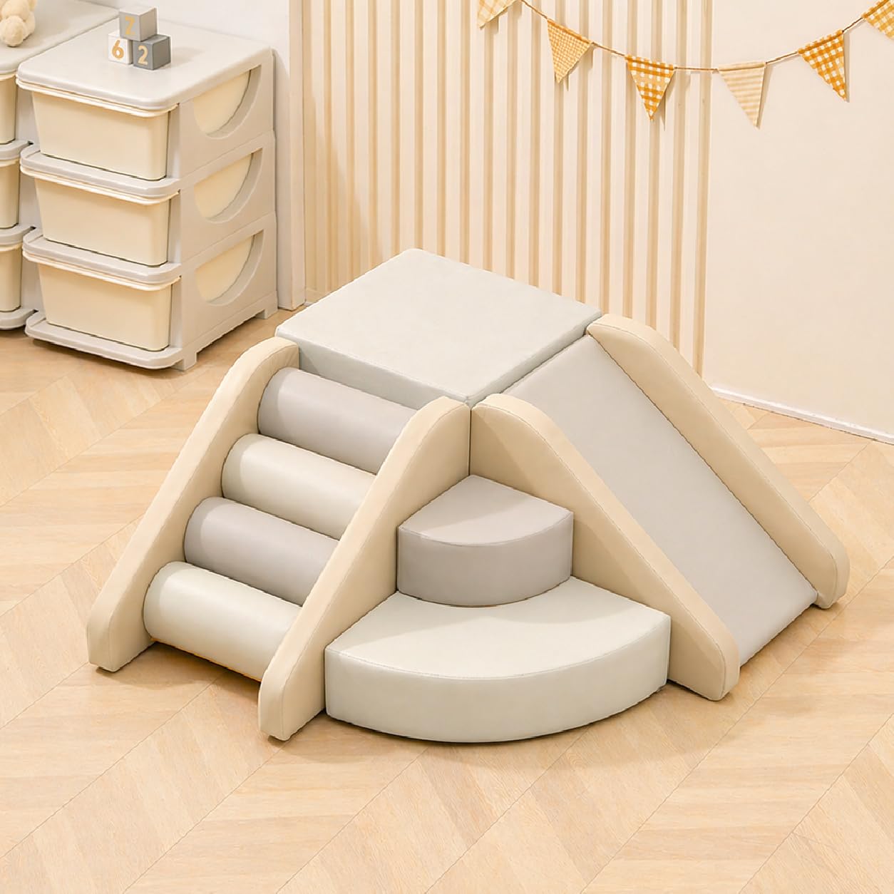 【ソフトブロックアスレチック】ベージュ×ブラウン／室内遊具 Amazon.co.jp: おもちゃ ソフトブロック アスレチック ブロック