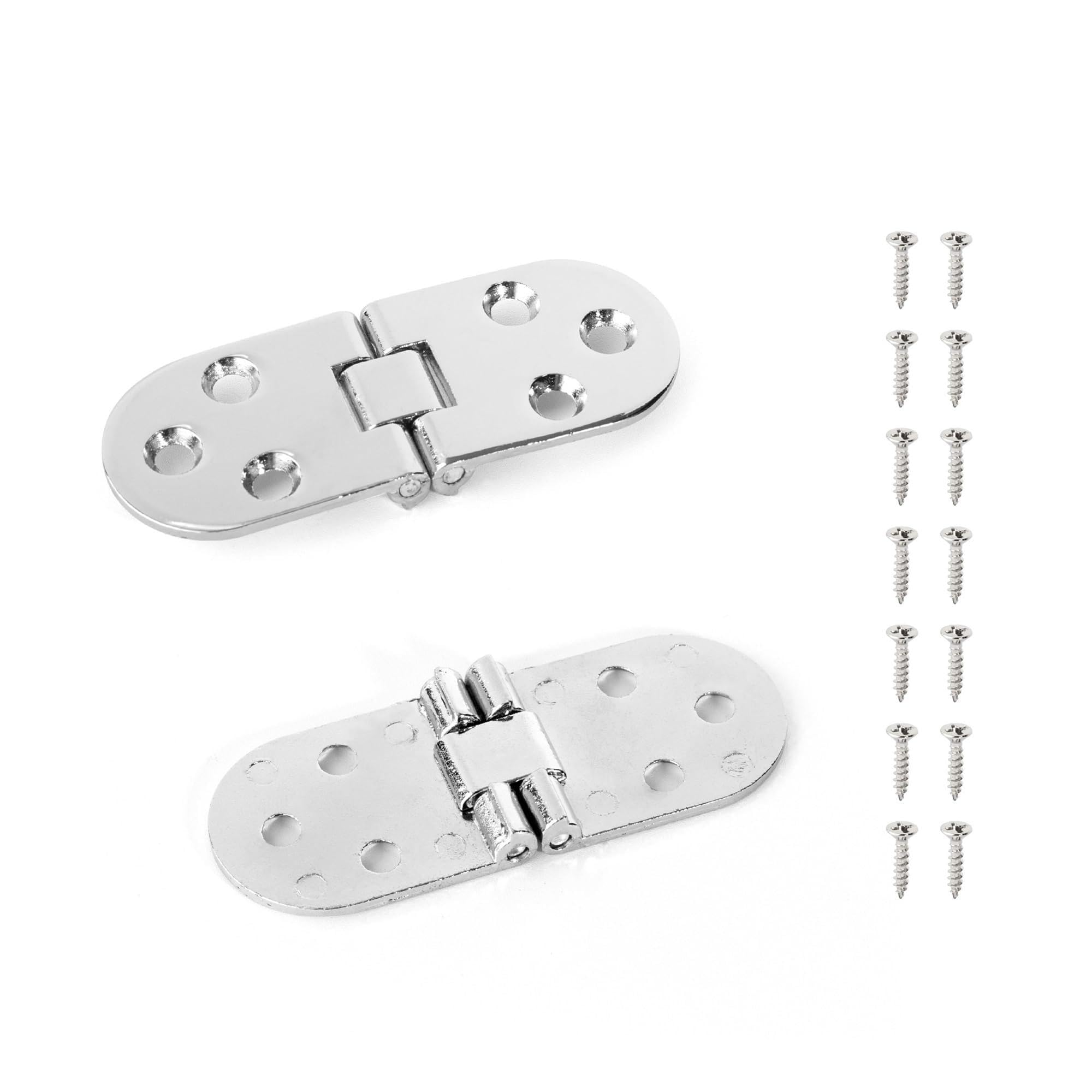 Sharunsfeli Nickel 2Pcs 2Pcs 180 Degree Foldable Flap Screw-On Hinges Folding Table Cabinet Door Rounded Corner Hinge(Nickel 2Pcs)