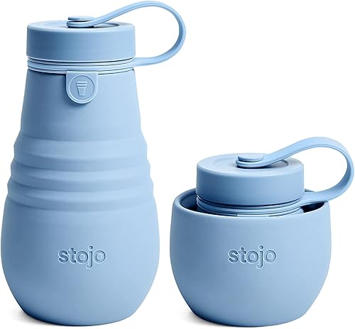 Miniatura 8 de STOJO Jr Collapsible Bottle for Kids - Peony Pink, 14oz  400ml - Leak-Proof Reusable Silicone Travel Cup for Hot & Cold Drinks - For Home, On-The-Go