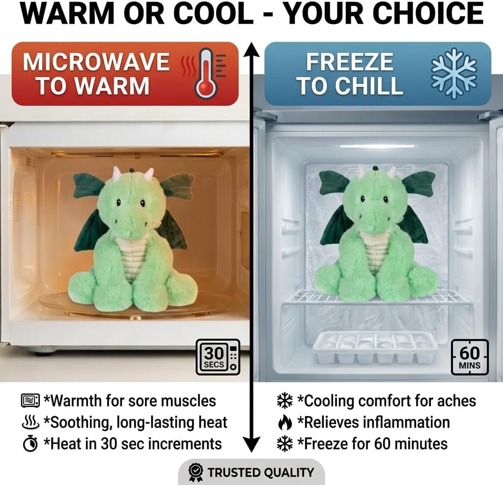 Daniel Dragon - Microwavable & Weighted Plush Stuffed Animal - Heated Plushie for Warmth - Cute, Soft, Cozy Toy for Adults & Children (Boys, Girls, & Toddlers) by Warm Pals