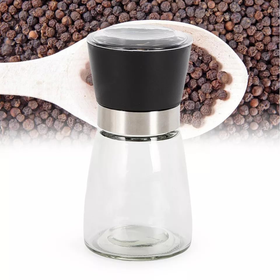 Set di 6 macina sale e pepe in acciaio inox, 180 ml, macinino regolabile in ceramica, per sale marino, pepe nero, spezie