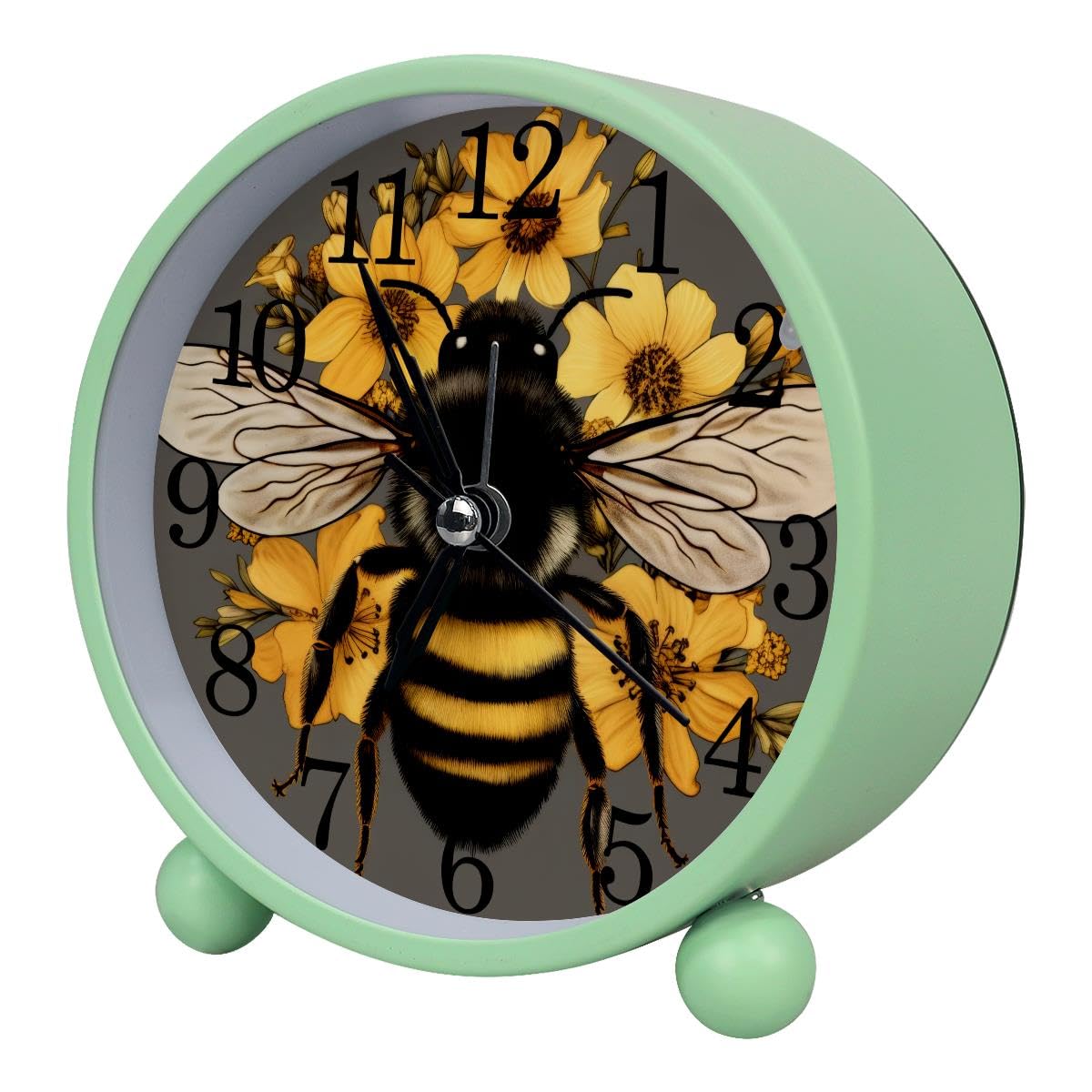 Luoweisi Alarm Clock Sunflowers Bee, Silent Non-Ticking with Night Light