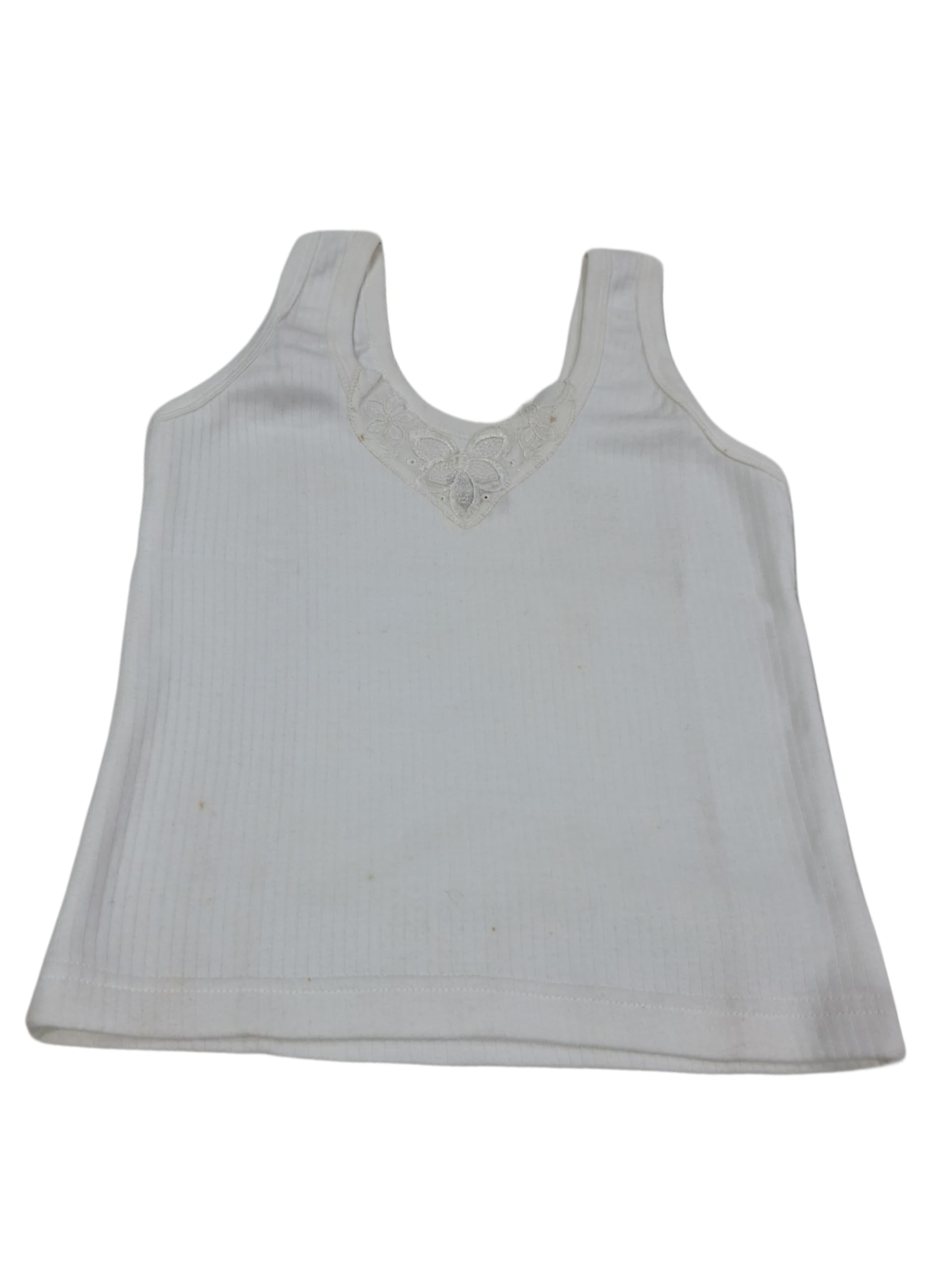 Bodycare Thermal Upper, White, Embroidered Neckline,skeevless, Girl Kids,1-2 Years-picture-10
