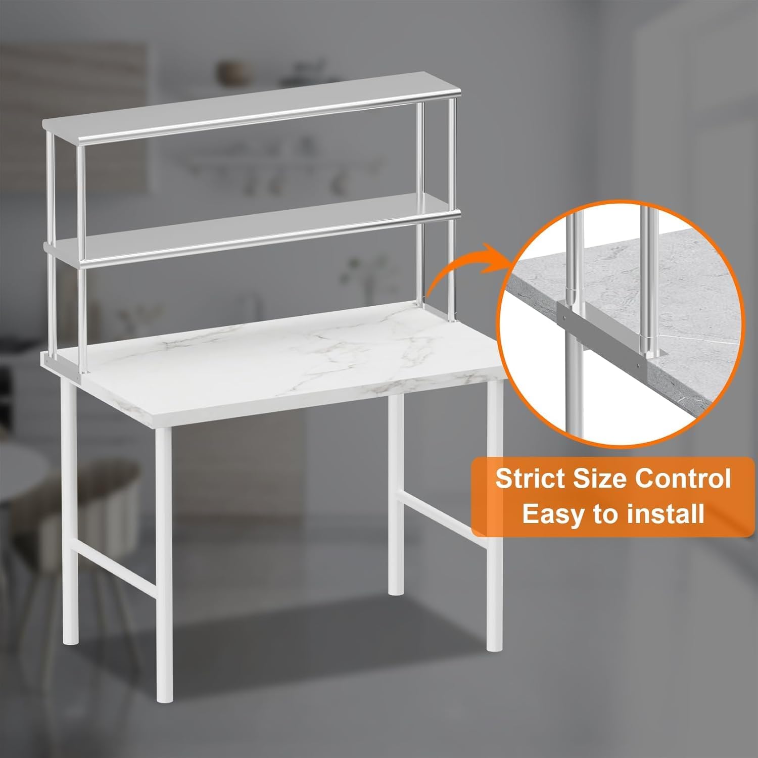 ElfinAura Adjustable 2-Tier Stainless Steel Overshelf for Commercial Prep Table – NSF Certified 12