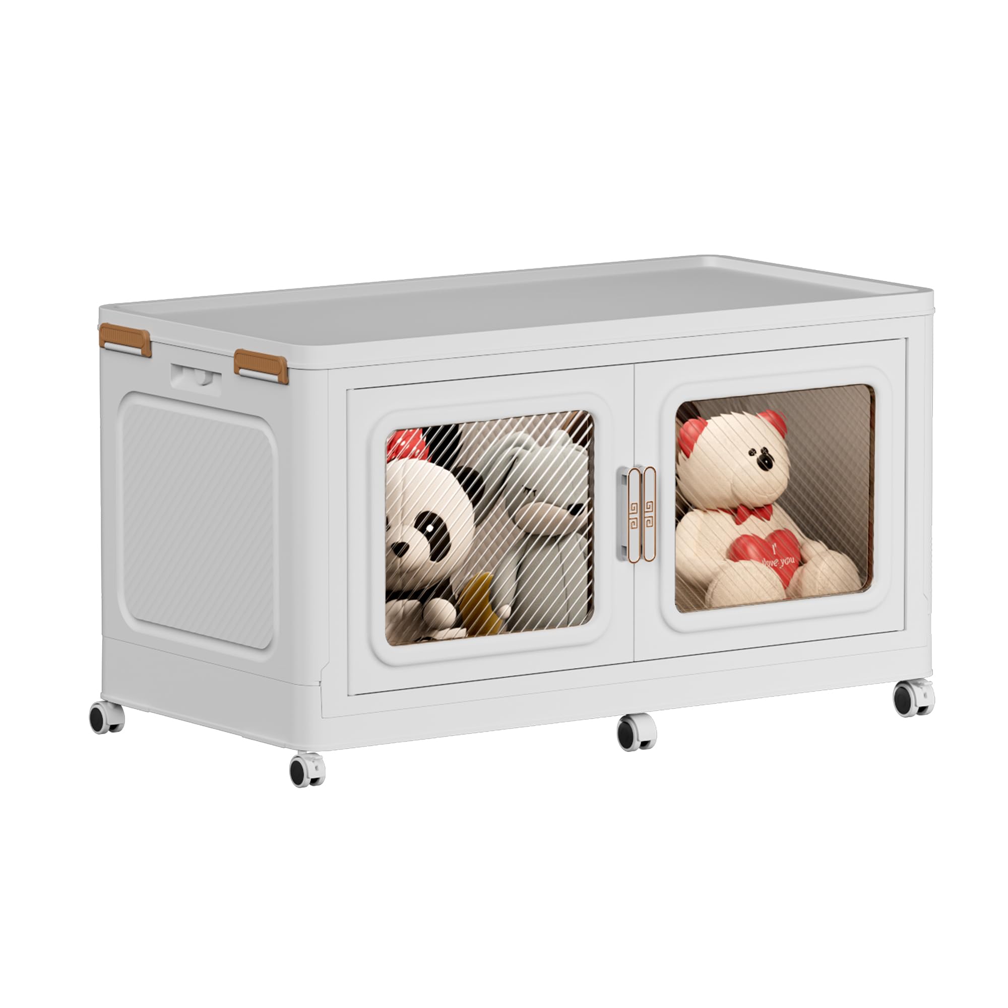 MECOLOR 104cm Kleiderschrank Organizer mit 6 Rollen - Stapelbare Kunststoff-Garderobe mit Magnetischen Türen, Aufbewahrungsbox (104-T1)