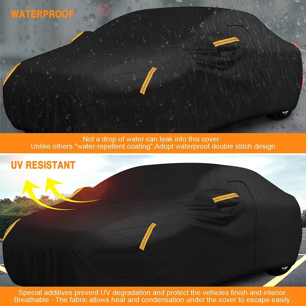 NEVERLAND Sedan Car Cover Waterproof Heavy Duty All Weather Protection Snow Anti-UV Windproof Outdoor Full Car Cover Fit — view 8