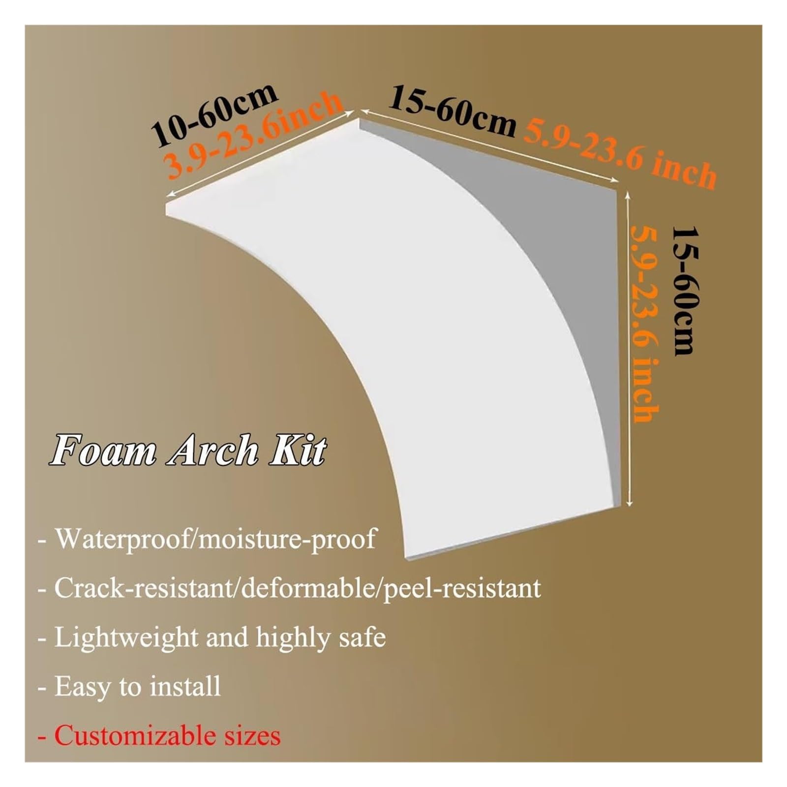 Zestaw stojaka do bramy balonowej， Zestaw do samodzielnego montażu łuku półokrągłego z pianki 2 szt. Listwa drzwiowa 15-60 cm(15x15x15cm)