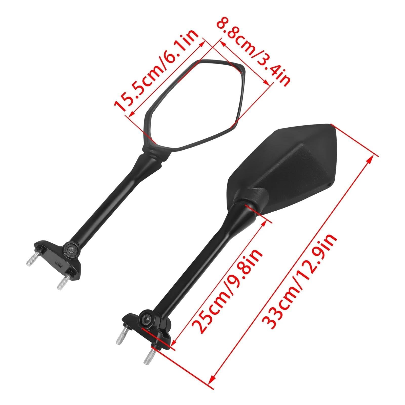 Rétroviseurs latéraux Rétroviseurs De Moto 1 Paire De Rétroviseurs Convexes Noirs Rétroviseurs Latéraux pour Kawasaki pour Ninja 1000 Z1000SX 2011-2019 Rotatif