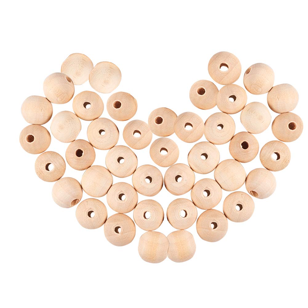 PandaHall 200 Perline In Legno Stampate - 16x17x17 Mm - Foro 7 Mm - Naturali Per Gioielli Fai Da Te