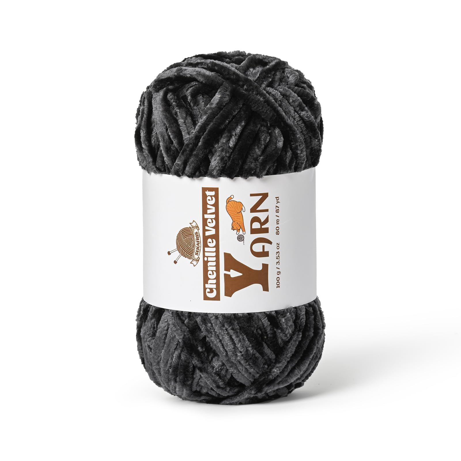 Chenille Crochet Carbon Grey Yarn 1 Pack