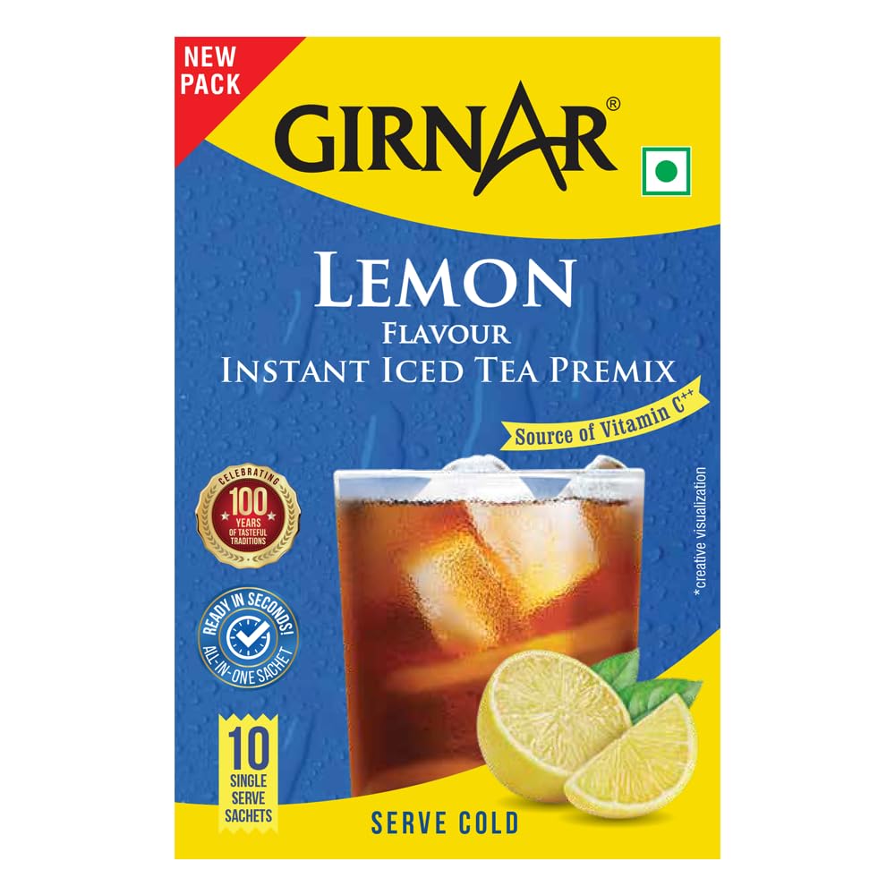 Girnar Instant Premix Iced Tea - Lemon Flavour (10 Sachets) - Image 4 thumbnail