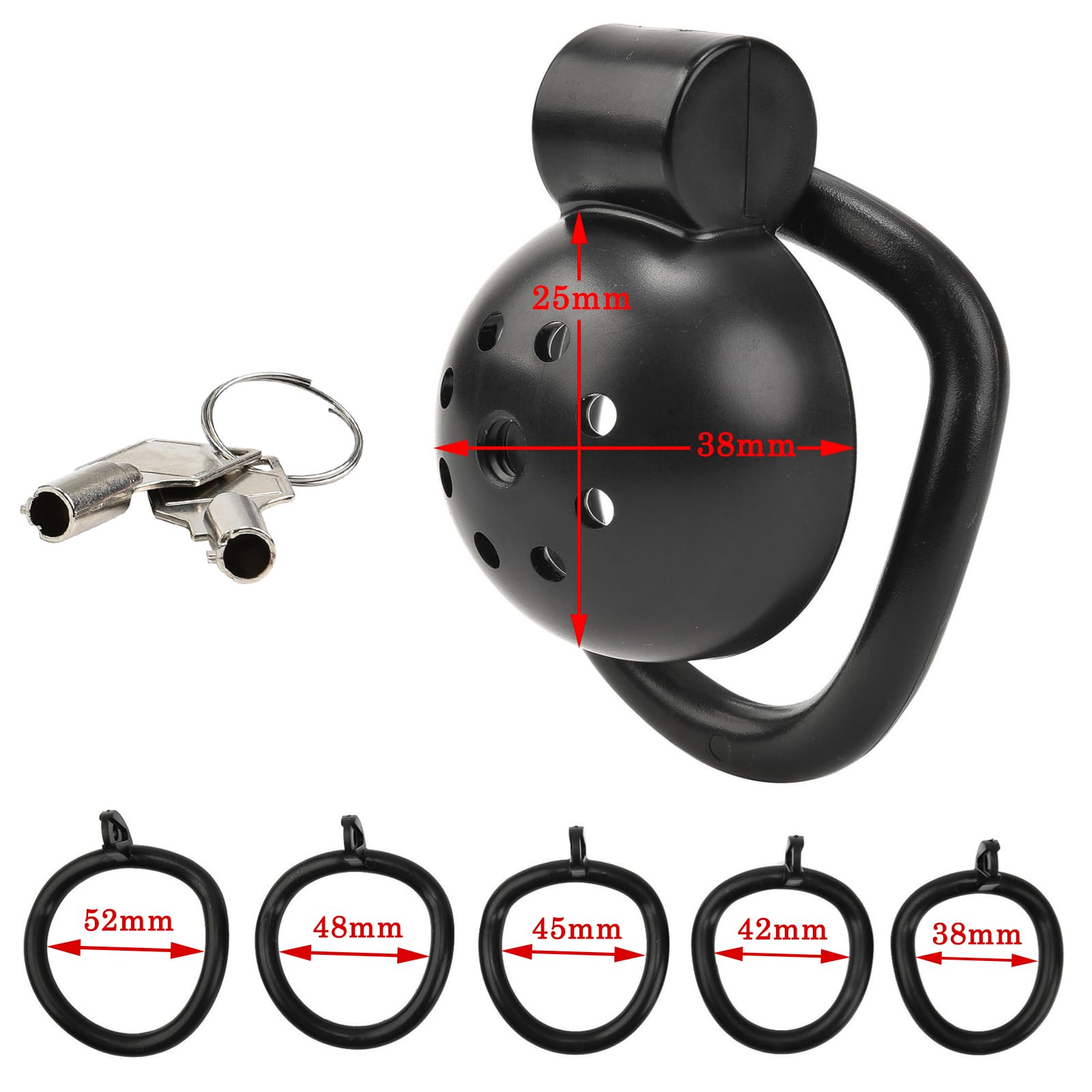 BDSMAGE Chastity cage per uomo, Gabbia castità per sissy, gabbia castità con 5 Anelli per il Pene Rimovibili, gabbietta di castità per Prevenire L'erezione, SM bondage slave sex toys