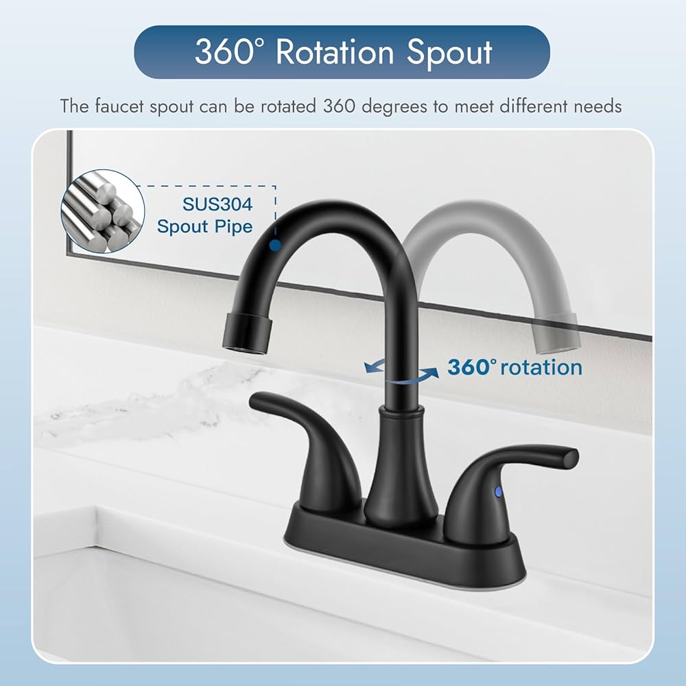 Cinwiny Bathroom Sink Faucet 4 Inch 2 Handle Bathroom Faucet