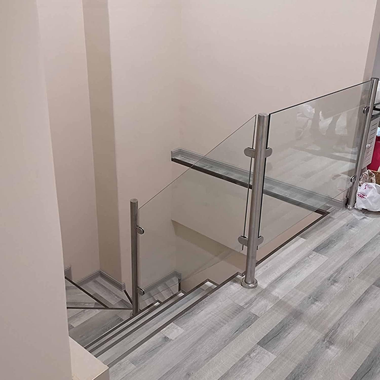 Jvfbjlf A Stainless Steel Railing Post Clamp With Glass Clamp Balustrade Post For Balcony Stairs Glass Railing Post Glass Floor Clamp 1Pc(A)