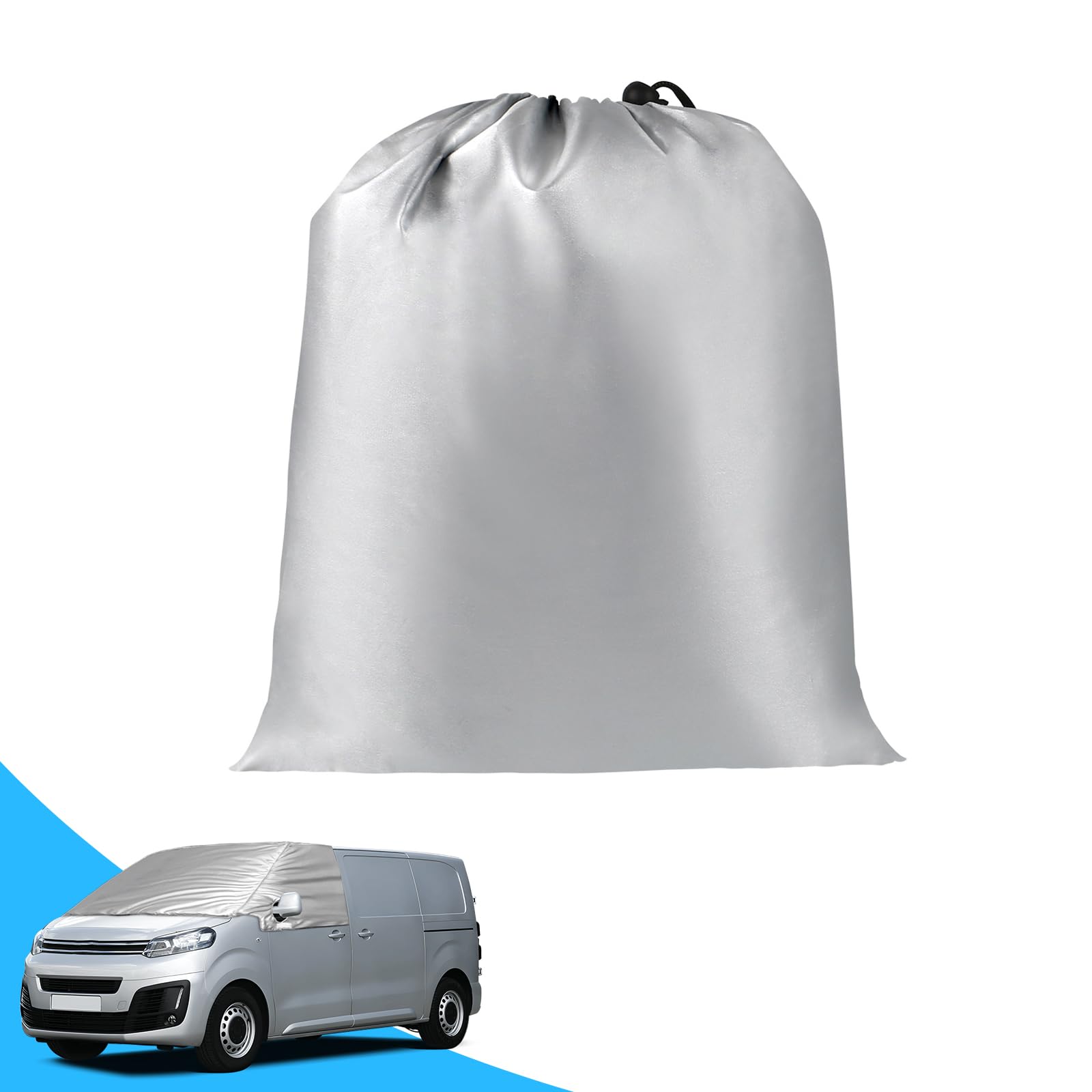 Copertura per Parabrezza Auto compatibile con 2016-2025 Citroen Jumpy 2019-2025 Opel Vivaro 2022-2025 Fiat Scudo, Argentato Parasole per Finestrino Anteriore, 100% Oscurante, Blocca i Raggi UV