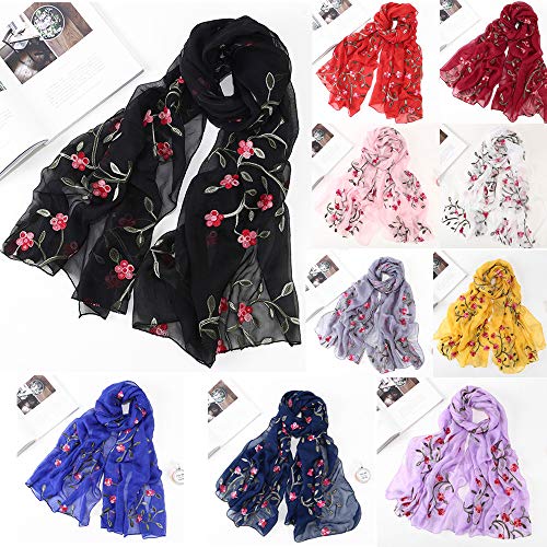 Lightweight Scarves Fashion Flowers Print Women Cotton Wrap Long Scarf Head Muffler Elegan Shawl Sunscreen Gift2