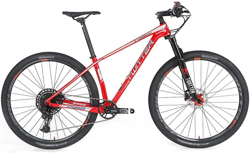 Carbon Fiber Mountain Bike Frame 27.5er 29er XC Hardtail Bike Frame 15''/17''/19'' Disc Brake Frame Internal Routing QR 135mm Red(27.5 * 15'')