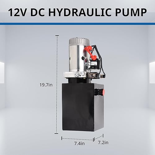 Miniatura 9 de Unidad de potencia hidráulica de 15 cuartos de galón de 12 V DC Bomba hidráulica de efecto único de depósito de metal Bomba de remolque para