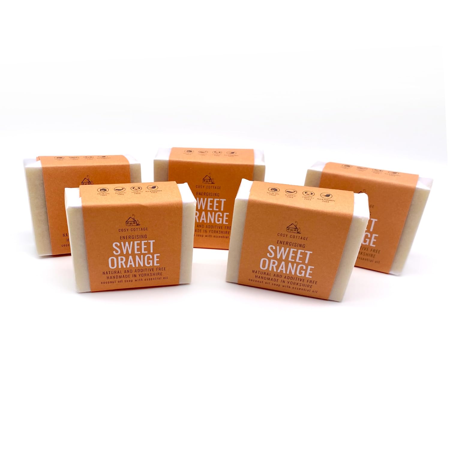 Cosy Cottage Energising Sweet Orange Soap Bar - Bundle Pack of 5 x 110g, Clear, 110 g (Pack of 1)