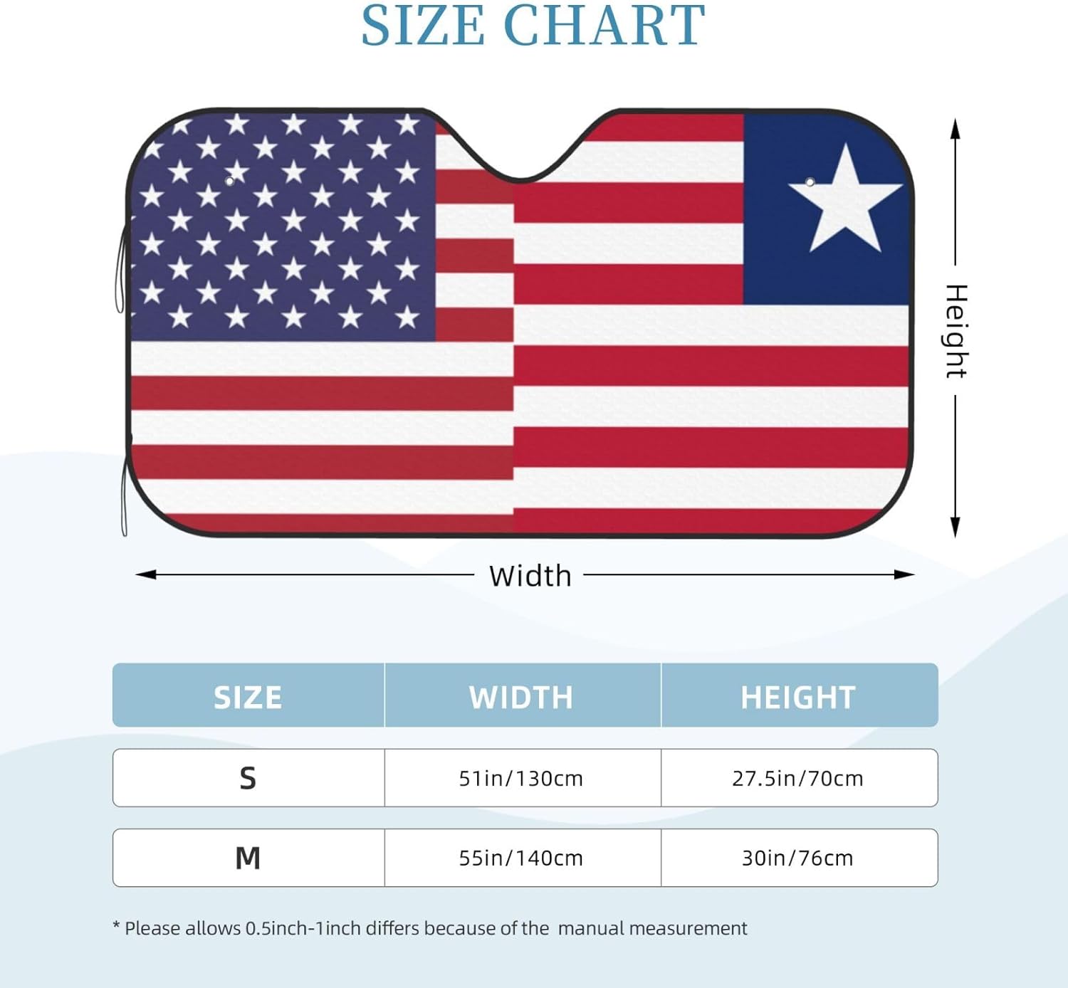 America Liberia Friendship Flag Foldable Car Windshield Sunshade Blocks Heat and Sun Glare Uv Rays
