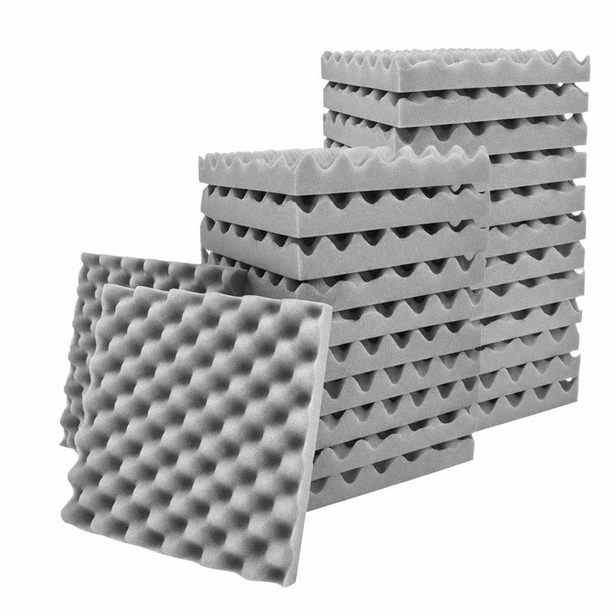 Acoustic Foam Fireproof Soundproofing Sponge 6/12/24/48 Pcs Egg Crate Soundproof Foam Studio Home Sound-Absorbing-Gray-High Density-48 Pcs with Tapes-2.5cm Thick