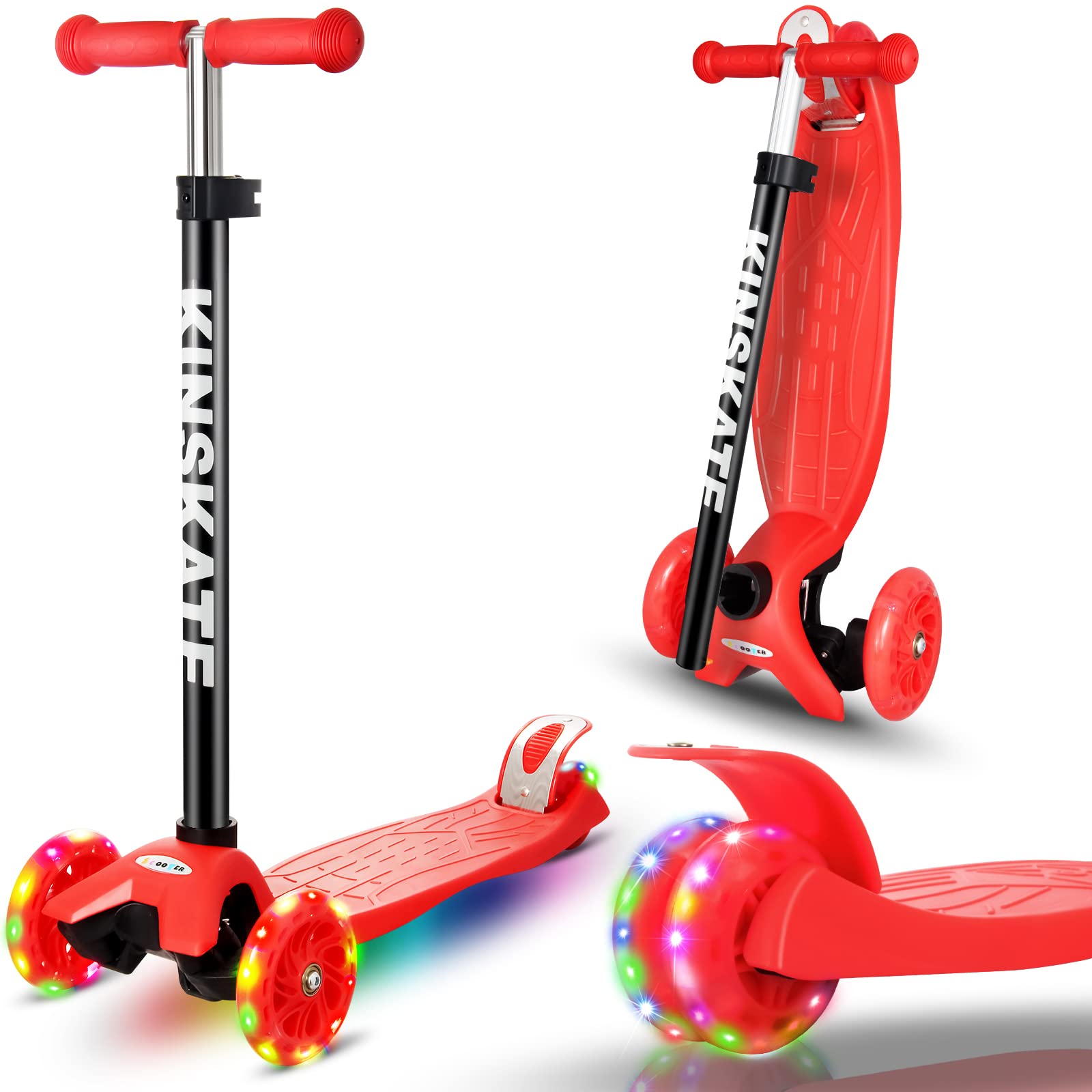 Patinete Niños con 3 Ruedas LED para Niño y Niña de 3 a 12 Años Scooter Infantil Manillar de Altura Ajustable de 68 a 79 cm