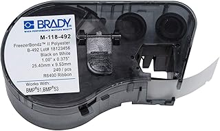 Brady M-118-492 Polyester B-492 Black on White Label Maker Cartridge, 3/8