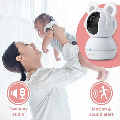 Miniatura 5 de SpotCam BabyCam Cámara de seguridad inalámbrica para monitoreo de bebés, 1080P, visión nocturna, canciones de cuna y ruido blanco, conversación