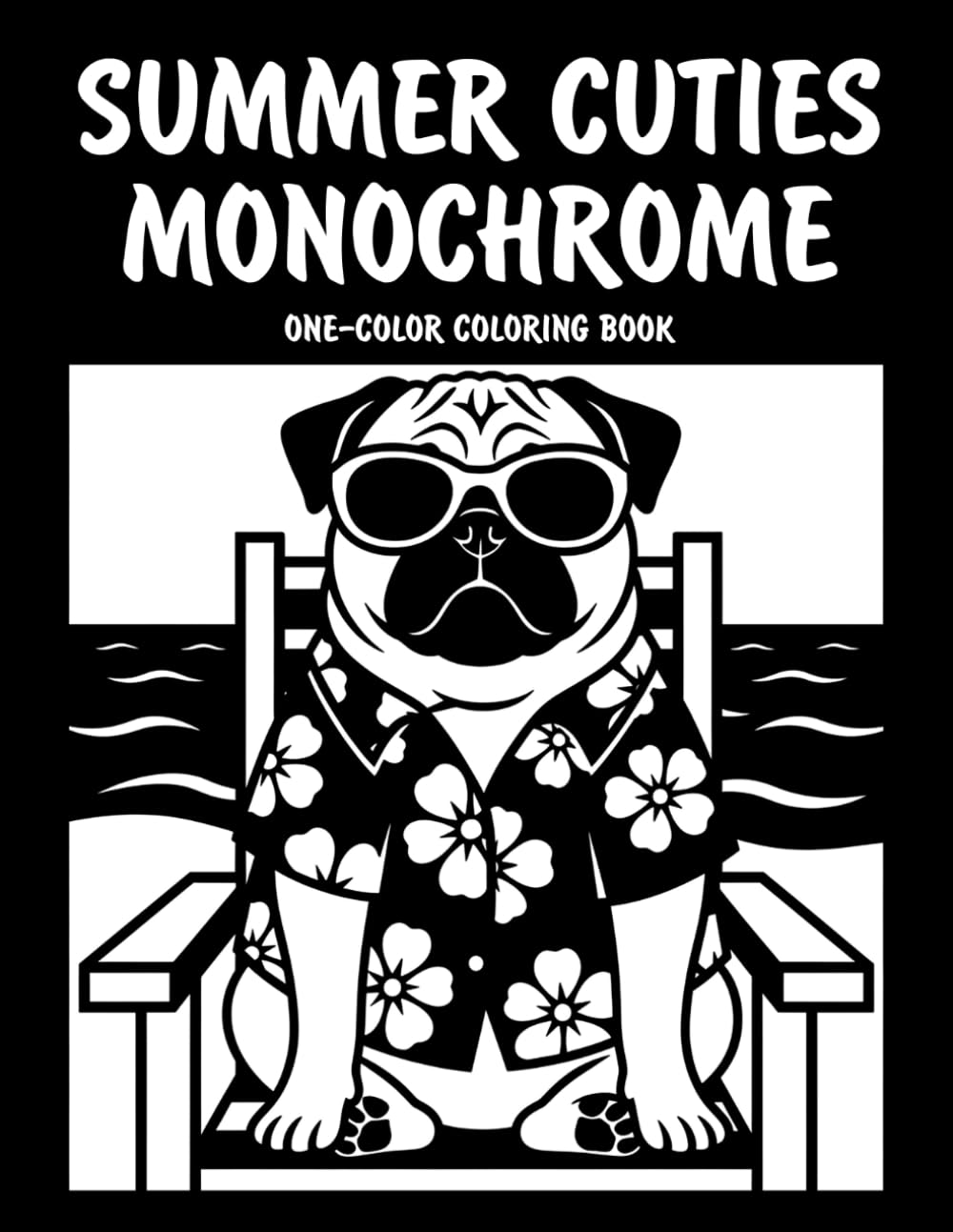 Summer Cuties Monochrome One-Color Coloring Book: Adorable Summer Animal Designs for Relaxation and Creative Fun