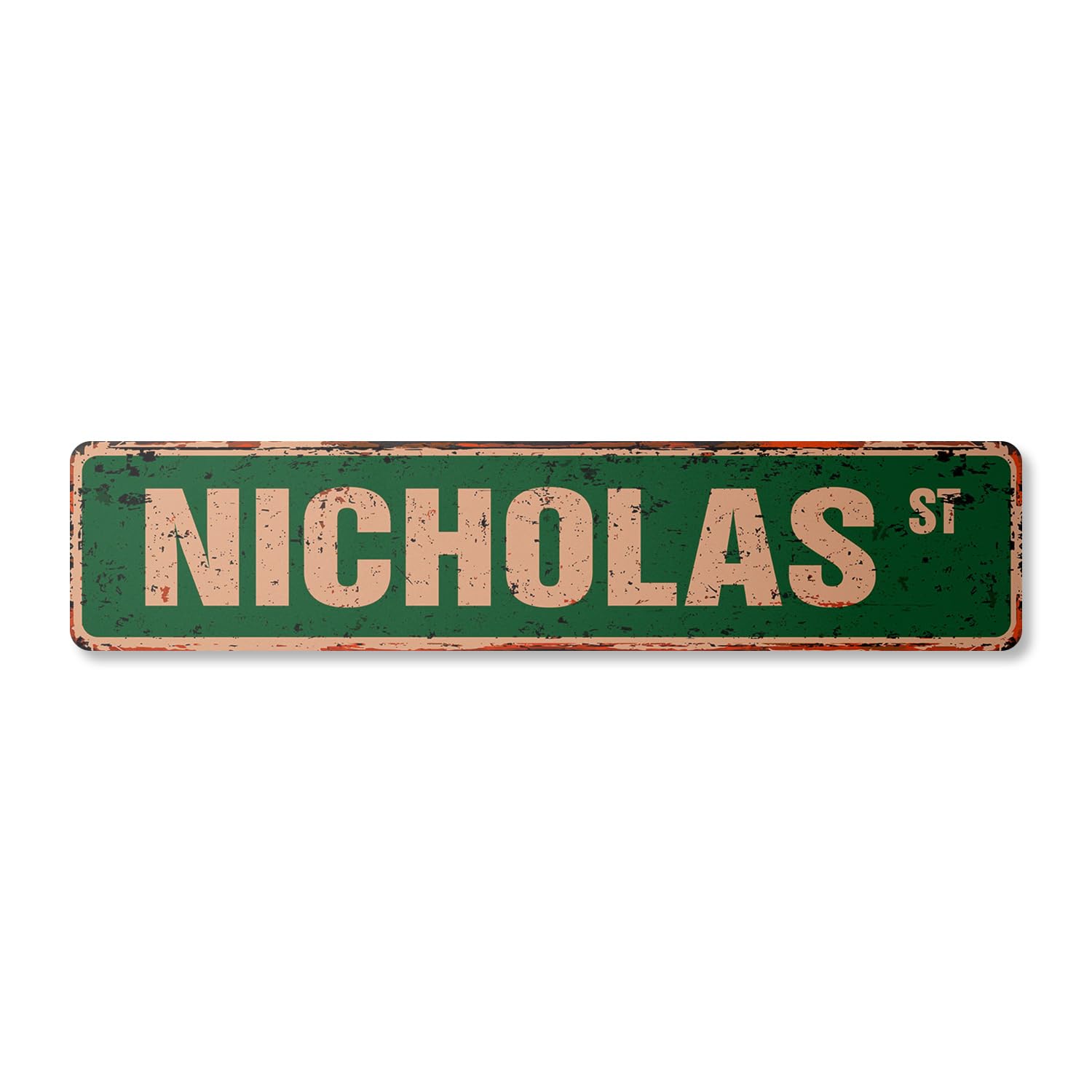 Nicholas Vintage Plastic Street Sign Childrens Name Room Sign | Indoor/Outdoor | 24" Wide