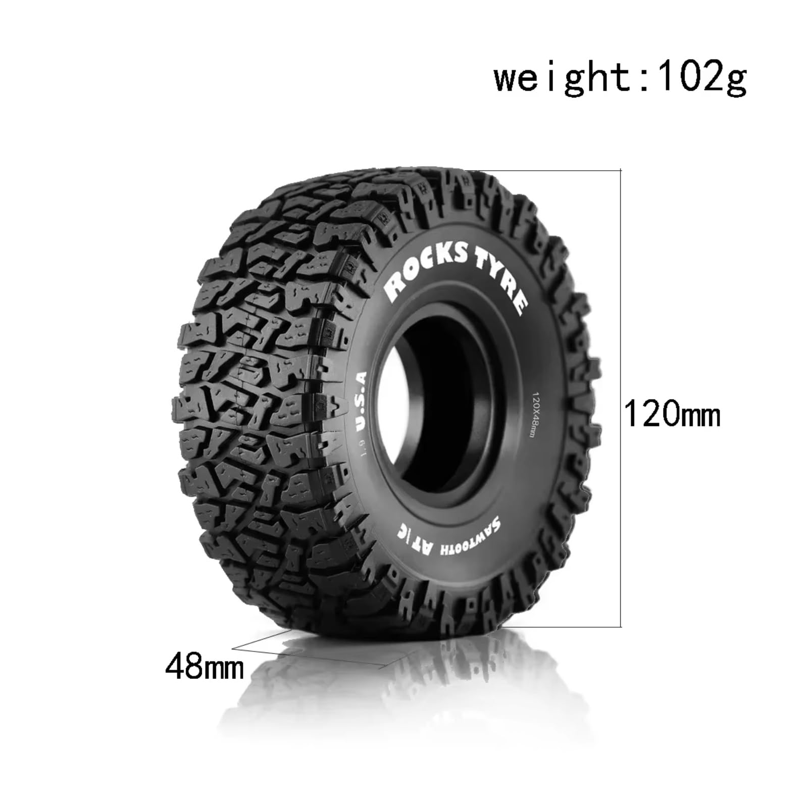 Modelos Repuesto RC para Axial para SCX10 90046 AXI03007 para TRX4 para Redcat Gen8 1/10 4 Piezas Goma 120 Mm Y 1,9 Pulgadas Neumáticos De Roca Piezas De Mejora para Coche RC Crawler